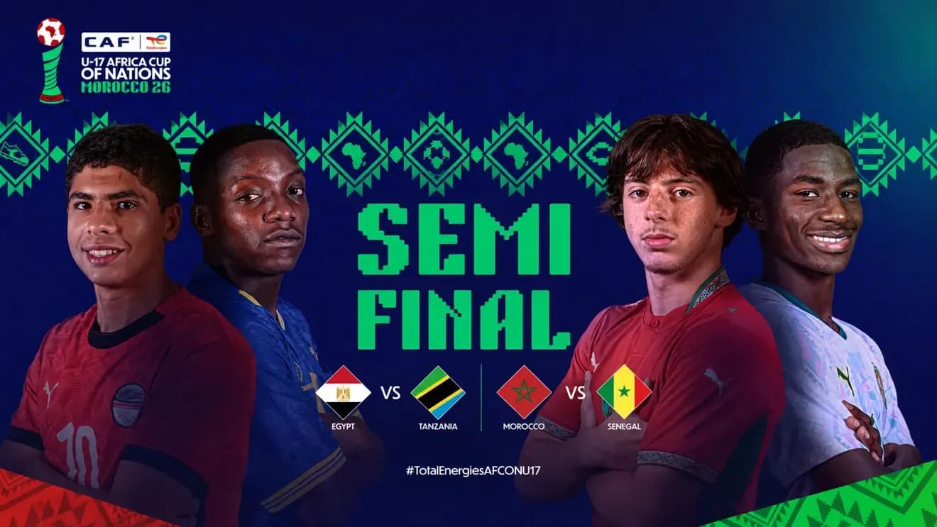 Marrocos enfrentará Senegal, enquanto o Egito garantirá vaga na semifinal contra a Tanzânia na Copa Africana de Nações Sub-17 da CAF