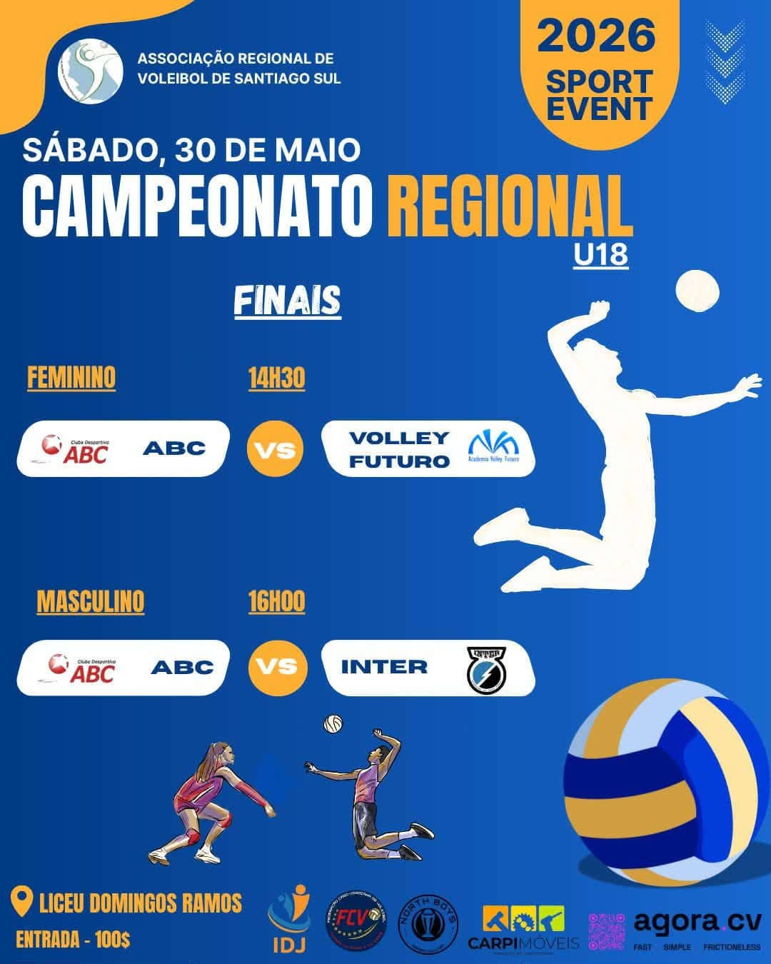 Recinto Desportivo do Liceu Domingos Ramos acolhe os jogos das finais do regional de voleibol de Santiago Sul sub-18
