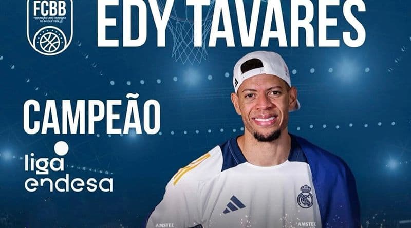 Maio: Câmara municipal felicita basquetebolista Edy Tavares pela conquista da Liga Endesa