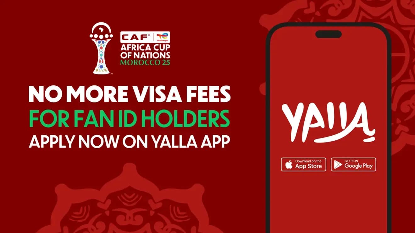 TotalEnergies CAF Copa Africana de Nações Marrocos 2025: O Comitê Organizador Local e a CAF anunciam visto eletrônico gratuito via aplicativo YALLA para torcedores.