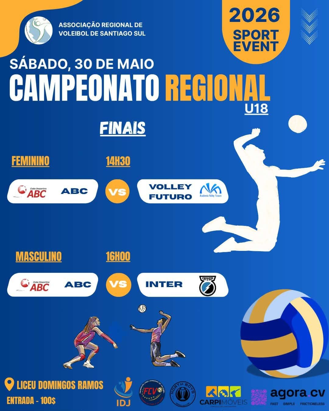 Recinto Desportivo do Liceu Domingos Ramos acolhe os jogos das finais do regional de voleibol de Santiago Sul sub-18