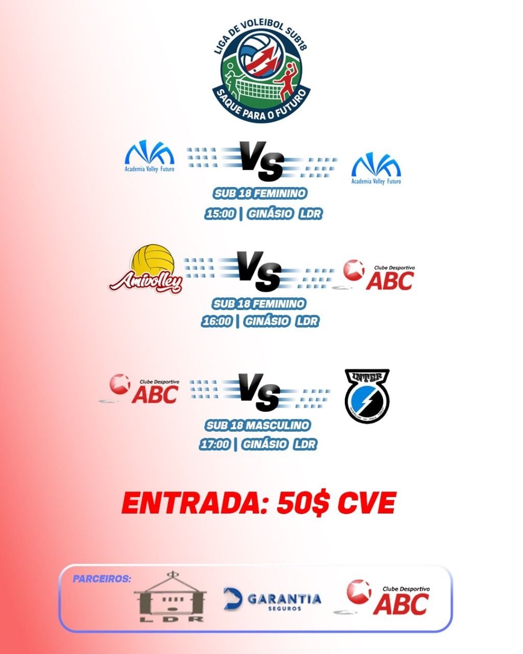 Clube Desportivo ACB em parceria com outras Escolas Desportivas organiza torneio de Voleibol Sub-18