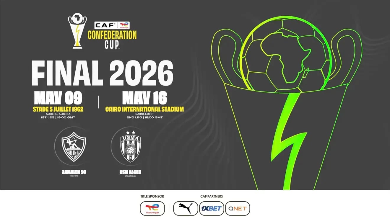 Um valor recorde de 4 milhões de dólares está em jogo enquanto o Cairo se prepara para a decisiva final da Copa das Confederações da CAF TotalEnergies 2025/26 entre Zamalek e USM Alger.